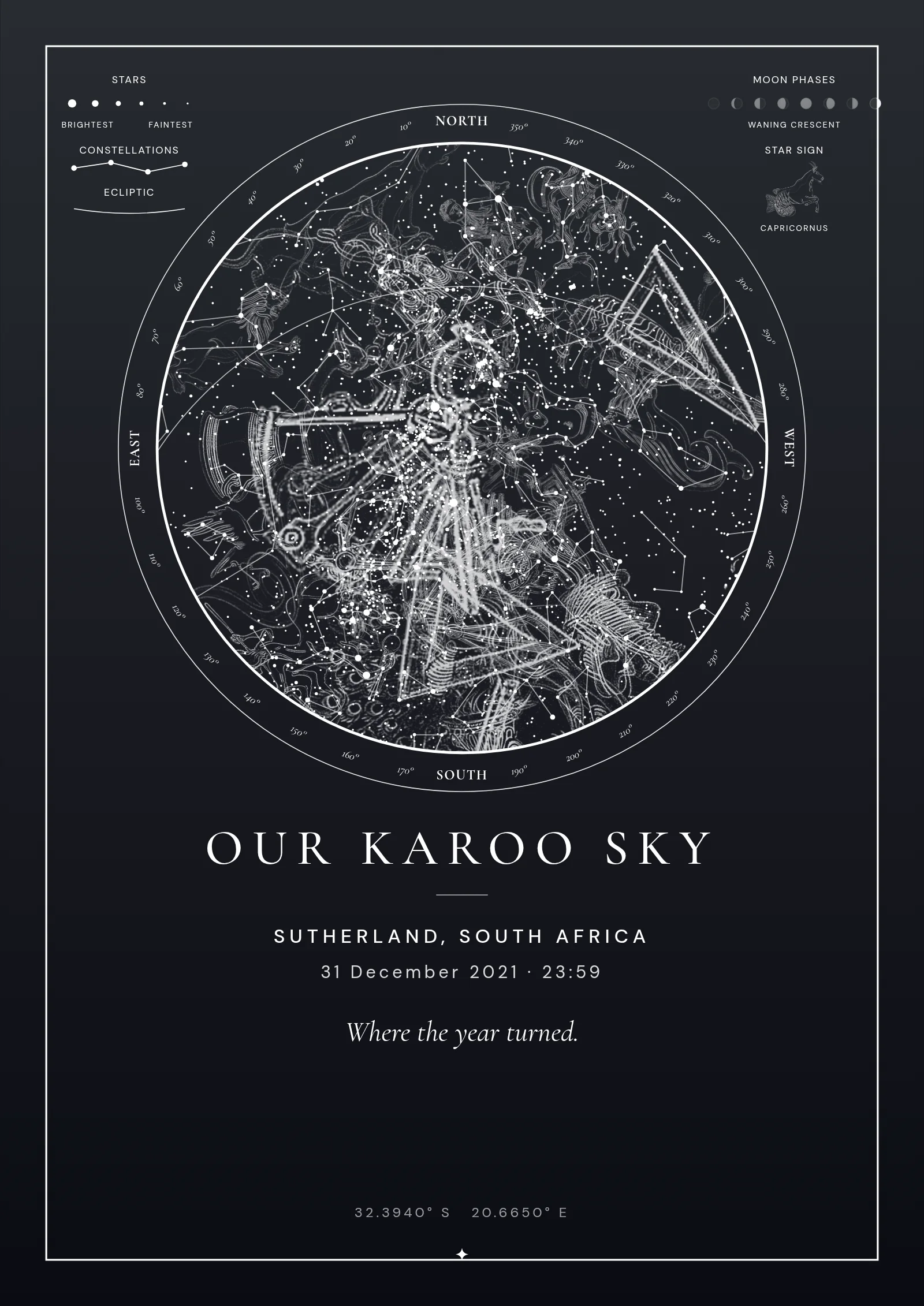 Evernight Star in the Gold Edition: Our Karoo sky, Sutherland, New Year's Eve